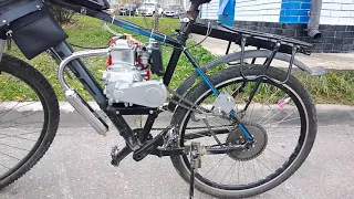 4-х тактный веломотор с цепным редуктором на велосипед