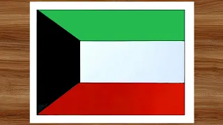 A Tutorial on How to Draw Kuwait Flag | Kuwait Flag Drawing |  علم الكويت رسم ✅  الرسم علم الكويت