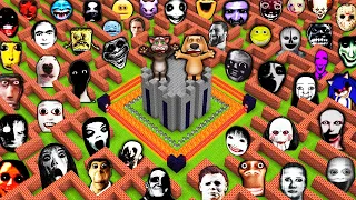 SURVIVAL TOWER in MAZE with 100 NEXTBOTS in MINECRAFT animation OBUNGA gameplay coffin meme