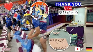 Japan Fans & Players' Touching Gesture following their 2-1 Victory over Germany