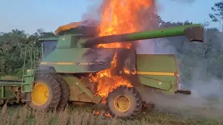 Our combine caught fire