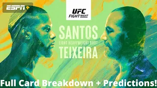 UFC FIGHT NIGHT SANTOS VS. TEIXEIRA FULL CARD PREDICTIONS + BREAKDOWN!