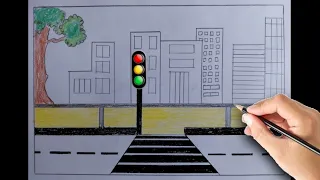 Zebra crossing drawing / traffic light signal drawing / Road safety drawings