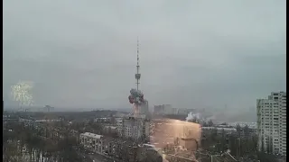 Military strikes hit Kharkiv’s central square and Kyiv’s main TV tower