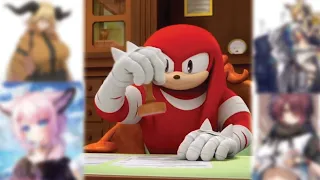 Knuckles rating several Arknights Waifus.