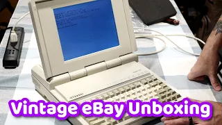 Checking out a 386 Hyundai Laptop, Gateway Solo PII, and an ANCIENT LINUX. Vintage eBay Unboxing #3