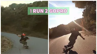 RAW RUN with 2Gopro//Tennis spot/ Longboarding run #DHSKATE