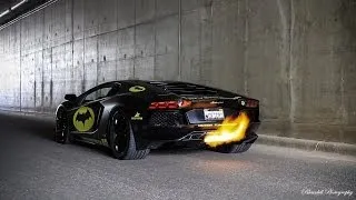 Lamborghini Aventador "Batventador" Huge Revs and Flames in Tunnel!