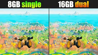 8GB single vs 16GB dual RAM – Test in 8 Games (i3 10105F)