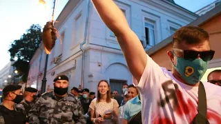 Belarus election: opposition protest outside the embassy in Moscow | AFP