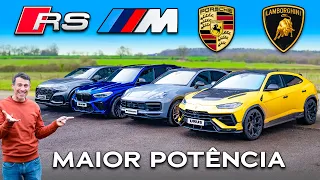 BMW X5M vs Urus Performante vs Cayenne Turbo GT vs RSQ8: CONFRONTO de Potência & Peso