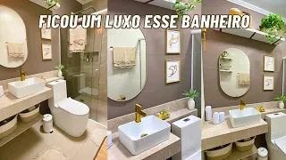 RESULTADO FINAL DA DECORAÇÃO DO BANHEIRO PEQUENO FICOU UM LUXO ANTES E DEPOIS!