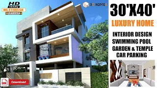 30x40 House Plan | 3bhk House Design | 30x40 West Facing House | Walkthrough | Parking | Full info.