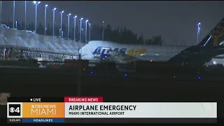 Cargo plane safely lands in Miami International Airport after engine malfunction