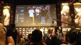 UFC 148 Weigh Ins Anderson Silva Hits Chael During Face Off