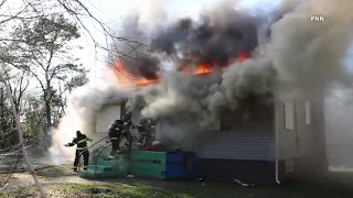 Flames Engulf Boarded-Up Home In Wyandanch