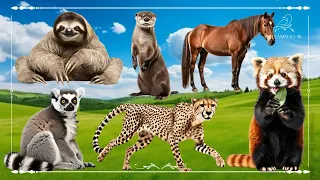 Amazing Familiar Animals Playing Sound: Sloth, Otter, Horse, Lemur, Cheetah, Red Panda