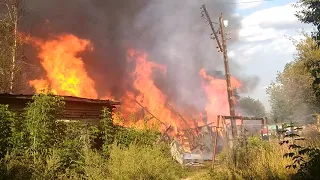 Пожар в городе Куровское часть 2