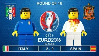 Euro 2016 - Italy vs Spain 2-0 Lego Football Goals and Highlights ( Italia - Spagna )