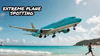 Very low pass ! at Maho Beach, Sint Maarten Plane Spotting Princess Juliana Airport close up MFS2020