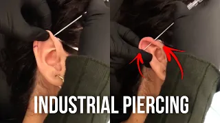 Industrial Piercing FULL PROCESS by [Underground Tattoos Enfield] #industrialpiercings