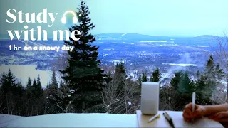 1 HOUR STUDY WITH ME 🏔️/ Cozy chalet snowy days mountain view with relaxing music / Pomodoro 25-5