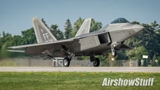 USAF F-22 Raptor Afterburner Takeoffs - EAA AirVenture Oshkosh 2015