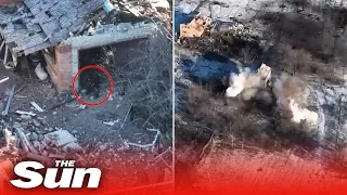 Ukrainian drones and artillery pound Russian troops hiding in Bakhmut house