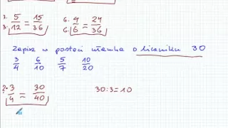 Rozszerzanie i skracanie ułamków zwykłych - Matematyka Szkoła Podstawowa i Gimnazjum