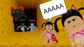 BEBÊS FUGINDO DO RATO GIGANTE MALVADO! Roblox (Cheese Escape)