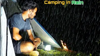 Solo camping in rain forest | आज तो बुरा फस गया जंगल में | overnight camping in rain storm | bonfire