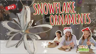 Snowflake Ornaments Made from Paper Rolls  | Christmas Craft for Kids