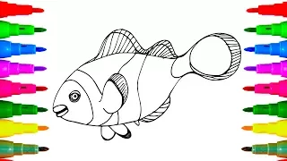 Coloring Nemo (Clown) Fish for Children | Coloring Pages for Kids | Art Colors for Children