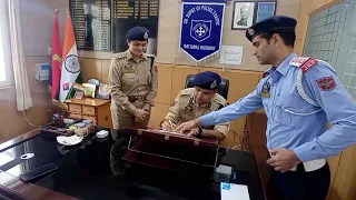 SSP NHW Ramban Mohita Sharma handed over the charge to newly posted SSP Traffic NHW Rohit Baskotra.