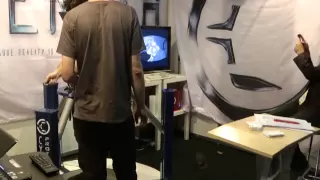 Cyberith - Virtualizer - Palmer Luckey in Portal with the Oculus Rift at Gamescom 2013