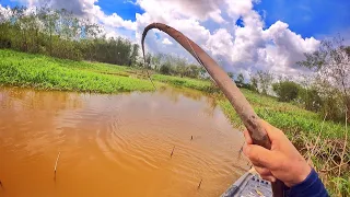 FABRIQUEI NA HORA DUAS VARAS CAIPIRAS E SÓ PEGUEI PEIXES GIGANTES! PESCARIA RAIZ COM ISCA VIVA!