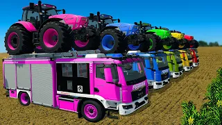 LOAD AND TRANSPORT GRAINS ON MINECRAFT ROUTE WITH LAMBORGHINI TRACTORS - Farming Simulator 22