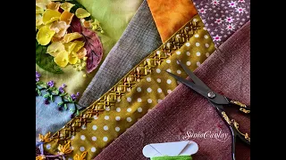 #crazy#quilt# Расшиваем блок декоративными швами