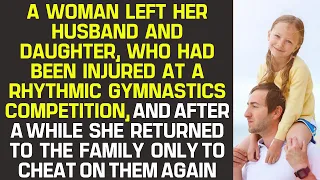 A woman left her husband and daughter who had been injured at a rhythmic gymnastics competition