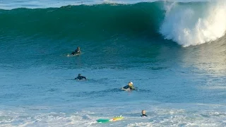 Surfers Fail to Get Past Big Waves while Surfing Santa Cruz, California 4k Video