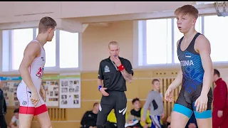 U20 E. Filimonovs (LAT) vs R. Pajuviidik (EST) 60kg. Youth boys greco-roman wrestling.