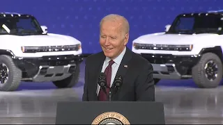 President Joe Biden lauds new electric GMC Hummer, tours Factory ZERO