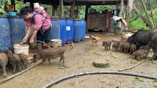 Vịt Vlog | Baby lies on mother’s back while going to work.