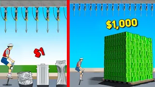 $1 vs $1,000 Happy Wheels Levels