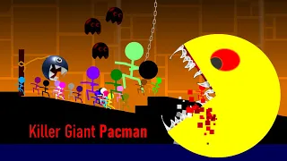 Escape A Giant Killer Pacman  -  - Survival Marble Race in Algodoo - Marble Stickman - Marble Race