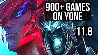 YONE vs KARTHUS (MID) | 6 solo kills, 900+ games, 8/1/1, Legendary | BR Challenger | v11.8