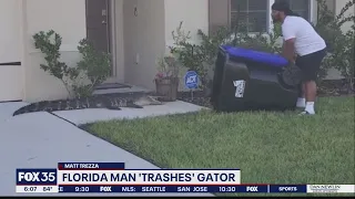 Florida man uses trash bin to catch alligator