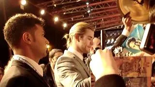 Chris Hemsworth signing autographs at The Avengers premiere in Rome
