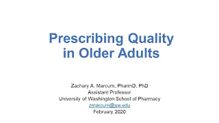 Prescribing Quality in Older Adults