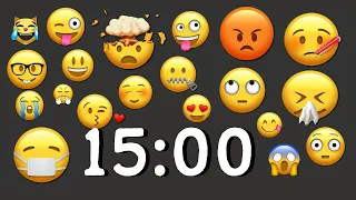 100 EMOJI ANIMATION : 15  Minute Countdown Timer With Background Music